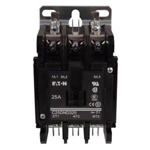 EATON C25DND330T D-Frame Non-Reversing Definite Purpose Control Contactor With Metal Mounting Plate, 24 VAC at 50/60 Hz V Coil, 30 A, 3 Poles