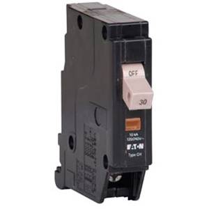 EATON CHF130 Standard Circuit Breaker With Mechanical Trip Flag, 120/240 VAC, 30 A, 10 kA Interrupt, 1 Poles, Flag Trip