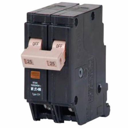 EATON CHF225 Type CHF Standard Circuit Breaker With Mechanical Trip Flag, 120/240 VAC, 25 A, 10 kA Interrupt, 2 Poles, Common/Flag Trip