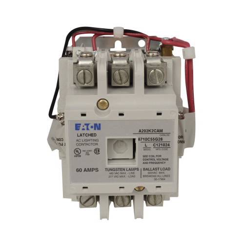 EATON A202K2BA Magnetically Held Lighting Contactor, 110/120 VAC Coil, 2 Poles