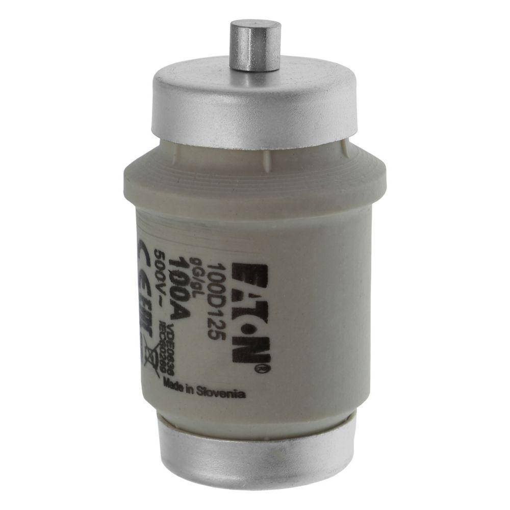Edison 100D125 Type D Diazed Low Voltage Time Delay Time-Delay Fuse Link, 100 A, 500 VAC, Class: gG/gL, Round Body