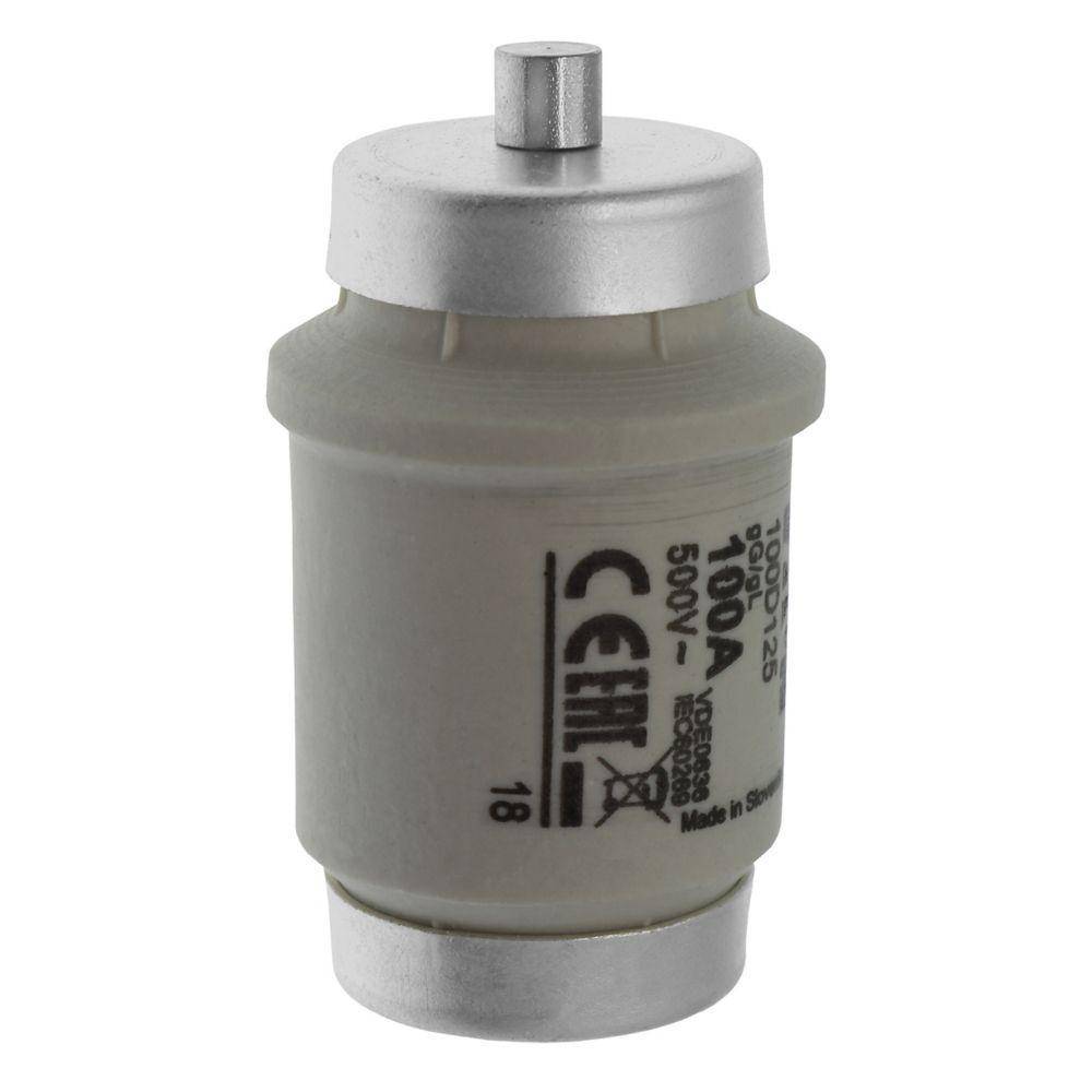 Bussmann 100D125Q Type D Size DIV Diazed Low Voltage Fast Acting Fuse, 100 A, 500 V, 50 kA Interrupt, Class: gR, Round Body