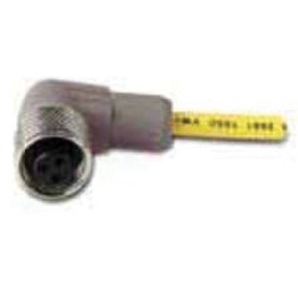 EATON CSAR3F3CY1802 Global Plus Cordset, 3-Pin AC Micro Right Angle Female Connector, 6-1/2 ft L Cable, Dual Keyway