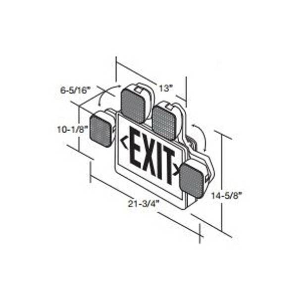 Emergi-Lite® ESCORT II ELXN400R-2SQ ELX400 SQ Self-Powered Combo Lighting Unit and Exit Sign, LED Lamp, 120/277 VAC, EXIT Legend