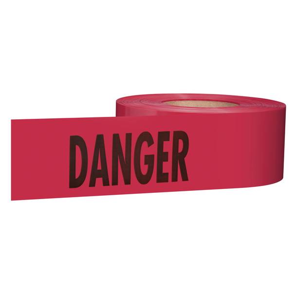 Empire® 77-1004 Barricade Tape, Red with Black Ink, 1000 ft L x 3 in W, Danger Legend, Durable Plastic