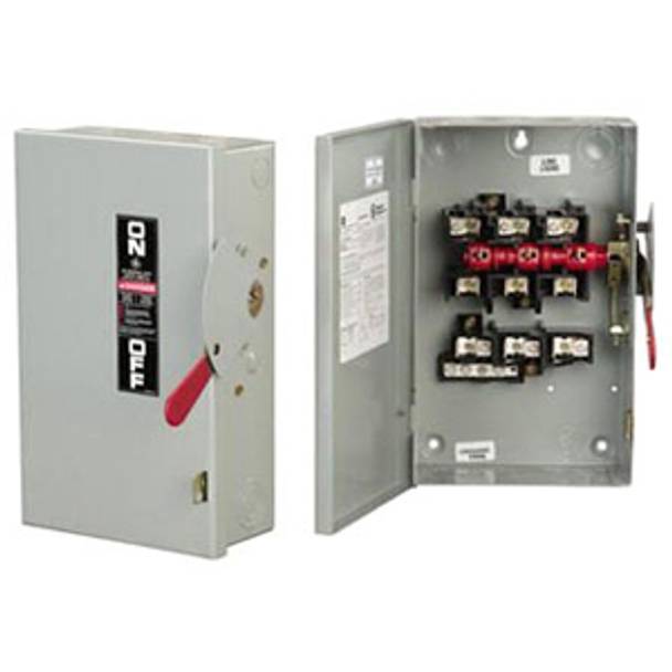 240 VAC, 125/250 VDC, 30 A, ABB GE Industrial TG3221 Spec-Setter™ Safety Switch, 2-Pole, 3-Wire, NEMA 1, Cartridge, Class H/K/R, Fusible