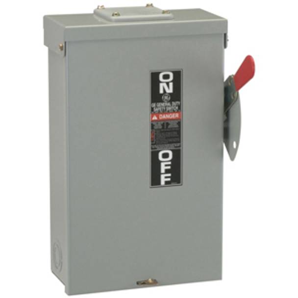 240 VAC, 125/250 VDC, 30 A, ABB GE Industrial TG3221R Spec-Setter™ Safety Switch, 2-Pole, 3-Wire, NEMA 3R, Cartridge, Class H/K/R, Fusible
