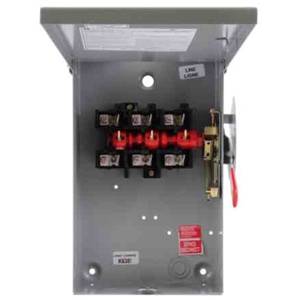 240 VAC, 250/600 VDC, 60 A, ABB GE Industrial TGN3322R Spec-Setter™ Safety Switch, 3-Pole, 3-Wire, NEMA 3R, Non-Fusible