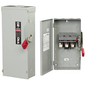 240/480/600 VAC, 125/250 VDC, 30 A, ABB GE Industrial THN3361 Spec-Setter™ Safety Switch, 3-Pole, 3-Wire, NEMA 1, Non-Fusible