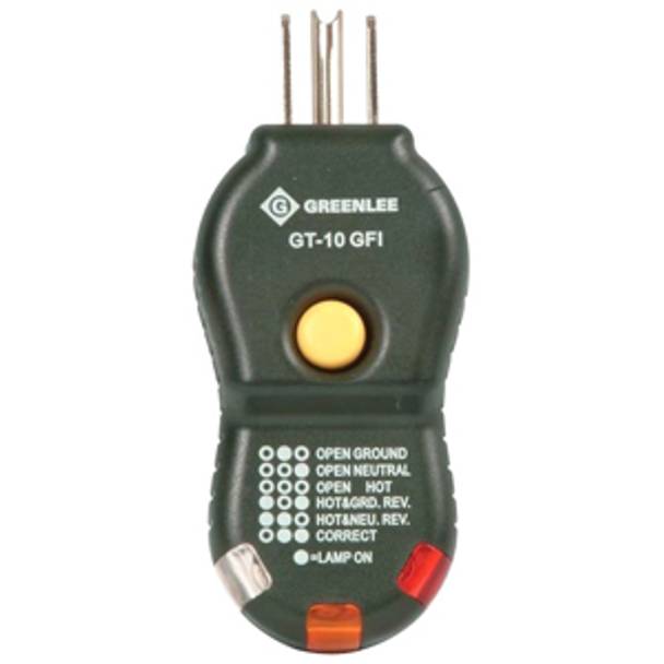 120 VAC, Greenlee Textron Inc. GT-10GFI GFI Circuit Tester