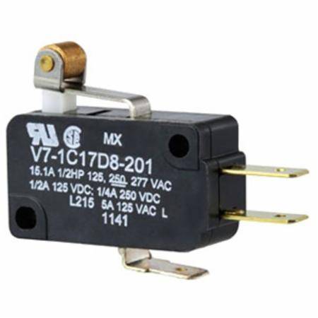 125/250/277 VAC 125/250 VDC 15.1 A, Honeywell International Inc. V7-1C17D8-201 MICRO SWITCH™ Miniature Basic Switch