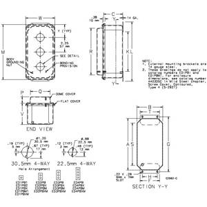 30.5 MM, 2-Hole, Hoffman ED2PB Pushbutton Enclosure, NEMA 4/12/13, IP66, 16 Gauge Steel