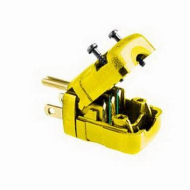 Wiring Device-Kellems Valise® HBL5966VY 1-Phase Grounding Portable Standard Cord Mount Straight Blade Plug, 125 VAC, 15 A, 2 Poles, 3 Wires, Yellow