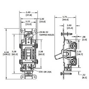 EATON Arrow Hart® 1203W 1200 3-Way Construction Grade Toggle Switch, 120/277 V, 15 A, 1/2 hp Power Rating