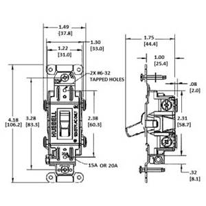 EATON Arrow Hart® 1221BK 1220 Construction Grade Toggle Switch, 120/277 V, 20 A, 1 hp Power Rating