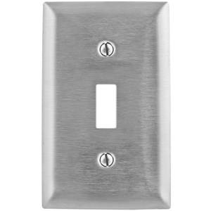 1-Gang, Hubbell Incorporated 97071 Wallplate, Stainless Steel