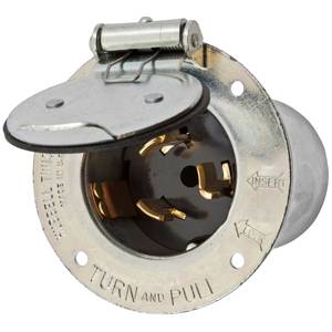 125/250 VAC 50 A Non-NEMA, Hubbell Incorporated CS6375M2 Twist-Lock® Locking Device Flanged Inlet