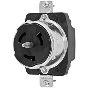 480 VAC 50 A, 3-Pole 4-Wire, Hubbell Wiring Device-Kellems CS8169 Twist-Lock® Locking Device Receptacle, Non-NEMA, Black