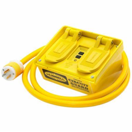 6' STOW-A, 4-Outlet, Hubbell Incorporated GFP15M Portable GFCI, 120 VAC 30A, NEMA 5-15, Manual