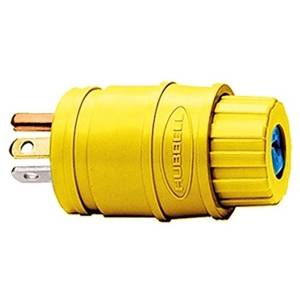 125 VAC 20 A 5-20P, Hubbell Incorporated HBL14W33 Elastogrip® Straight Blade Plug, Yellow