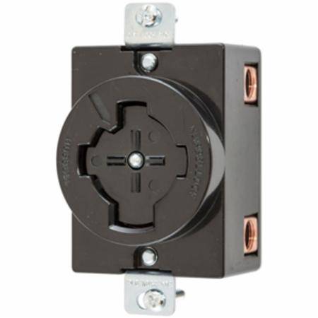 600 V 30 A, 3-Pole 4-Wire, Hubbell Wiring Device-Kellems HBL20403 Hubbellock® Locking Device Current Interrupting Receptacle, , Black