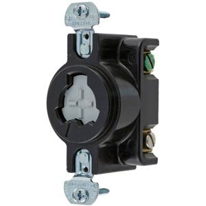 125 V 20 A, 2-Pole 3-Wire, Hubbell Wiring Device-Kellems HBL23000HG Hubbellock® Locking Device Receptacle, , Black