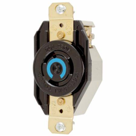 250 VAC 20 A, 2-Pole 3-Wire, Hubbell Wiring Device-Kellems HBL2320 Twist-Lock® Locking Device Receptacle, NEMA L6-20R, Black