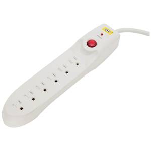 1875 W, 125 V 15A, Hubbell Incorporated HBL6PS35015A SpikeShield® Surge Protection Outlet Strip, 6-Outlet, Office White, 15' Cord