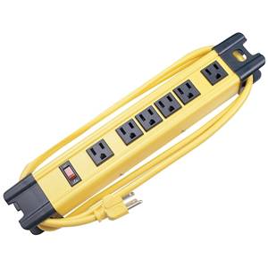 1875 W, 125 V 15A, Hubbell Incorporated HBL6PS350YL SpikeShield® Surge Protection Outlet Strip, 6-Outlet, Yellow, 6' Cord