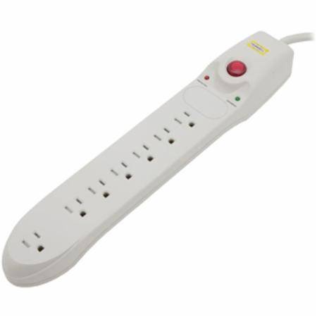 1875 W, 125 V 15A, Hubbell Incorporated HBL7PS1050A SpikeShield® Surge Protection Outlet Strip, 7-Outlet, Office White, 6' Cord