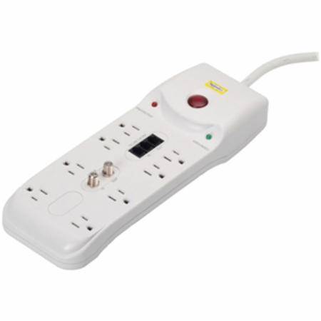 1875 W, 125 V 15A, Hubbell Incorporated HBL8PS2100MA SpikeShield® Surge Protection Outlet Strip, 8-Outlet, Office White, 6' Cord