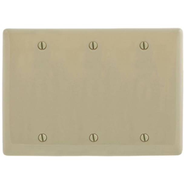 3-Gang, Hubbell Incorporated NP33I Wallplate, Nylon, Ivory, Blank (Planned Obsolescence by Manufacturer)