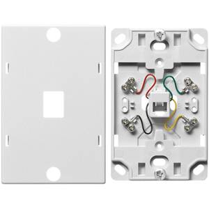 6-Position 4-Conductor RJ14 Jack, Hubbell Incorporated NS722W netSELECT® Telephone Wall Jack, White, White,