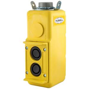 0.55 A at 250 V, Hubbell Incorporated PBS2 Pendant Mount Control Station, 2-Element, Yellow,