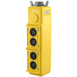 0.55 A at 250 V, Hubbell Incorporated PBS4 Pendant Mount Control Station, 4-Element, Yellow,