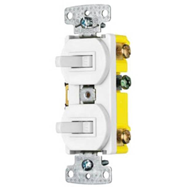 Wiring Device-Kellems RC101W Traditional 2-Position Standard Traditional Switch Combination Device, Electrical Ratings: 120 VAC, 15 A, 1800 W, 1 Poles