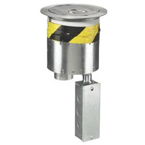 3/4" EMT Power/2" EMT Low Voltage, Hubbell Incorporated S1R6PTALU ScrubShield® Fire Rated Poke Through, Brushed Aluminum,