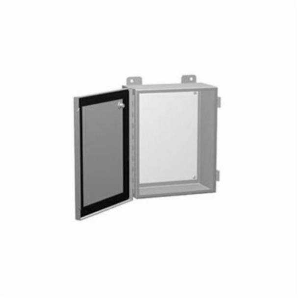 Hammond® 1414PHH4 1-Door Junction Box With Panel, 8 in H x 8 in W x 4 in D, Continuous Hinged Cover, NEMA 12/13 NEMA Rating, Mild Steel