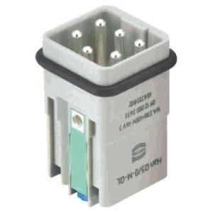 21 MM x 37.95 MM, 230/400/600 V, 16 A, Harting Technology Group 09-12-005-2633 Han® Q 3A Industrial Connector Insert, Pebble Gray Polycarbonate Insert, Male