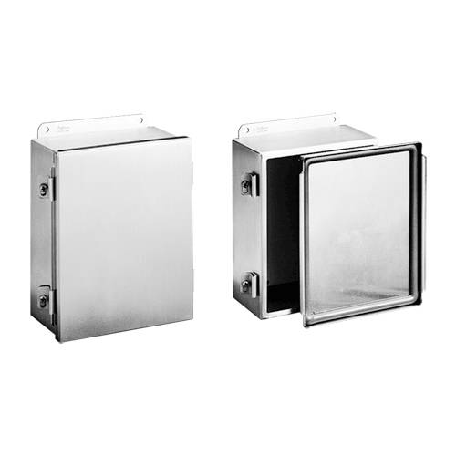 Hoffman A1008NFSS6 Junction Box, 10 in H x 8 in W x 4 in D, Screw Clamp/Solid Cover, NEMA 4X/IP66 NEMA Rating, 316L Stainless Steel