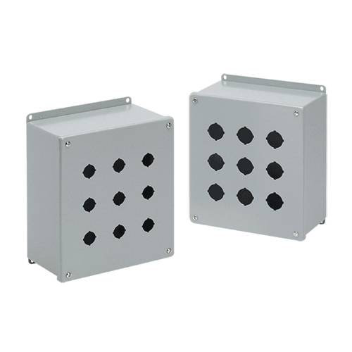nVent HOFFMAN E10PBX PB1 Extra Deep Pushbutton Enclosure, 14 in L x 6-1/4 in W x 4-3/4 in D, 10 Outlets, NEMA 12/IP65 NEMA Rating, Steel