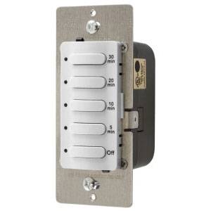 120/277 VAC, 8.3/5.1 A, Hubbell Wiring Device-Kellems DT5030W Count Down Timer Wall Switch, 1/6 HP, 5/10/20/30 Min, Manual Off