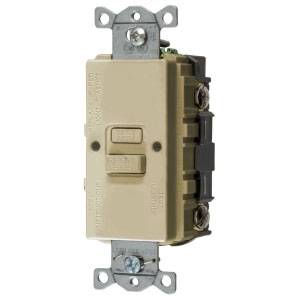 125 VAC 20 A, Hubbell Wiring Device-Kellems GFBFST20I GFCI Receptacle, Ivory
