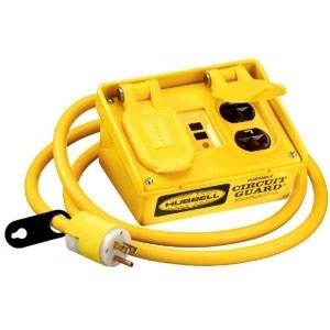 120 VAC 1-Phase, 20 A, Hubbell Wiring Device-Kellems GFP20M Portable GFCI Line Cord Outlet, 2-Pole, Yellow, NEMA 5-20R