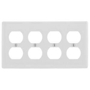 4-Gang, Hubbell Wiring Device-Kellems NP84W Wallplate, White (Planned Obsolescence by Manufacturer)