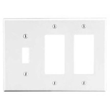 3-Gang, Hubbell Wiring Device-Kellems P1262W tradeSELECT® Wallplate, White