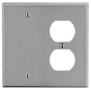 2-Gang, Hubbell Wiring Device-Kellems P138GY Wallplate, Gray