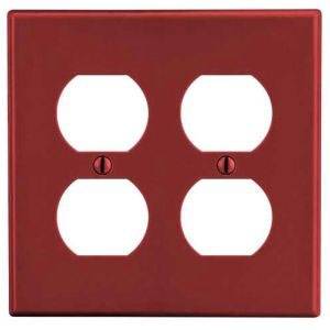 2-Gang, Hubbell Wiring Device-Kellems P82R Wallplate, Red