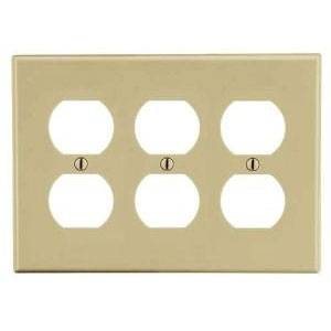 3-Gang, Hubbell Wiring Device-Kellems P83I Wallplate, Ivory