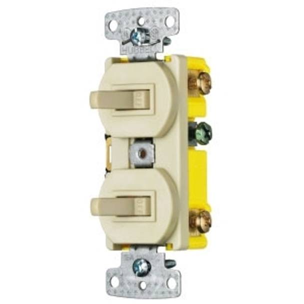 Wiring Device-Kellems RC103I Traditional 2-Position Standard Traditional Switch Combination Device, Electrical Ratings: 120 VAC, 15 A, 1800 W, 1 Poles